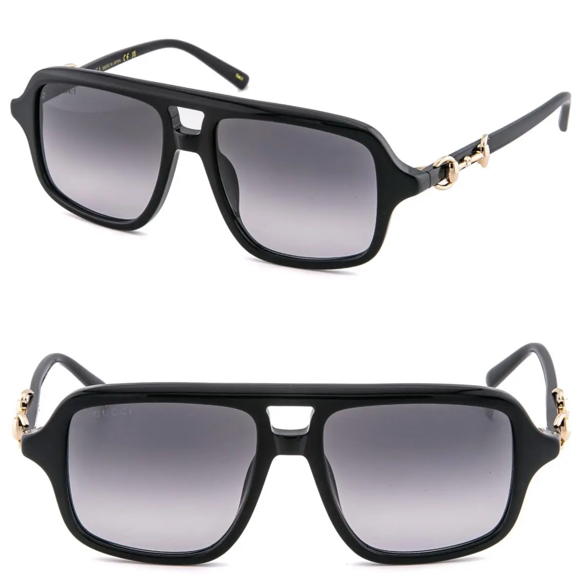 Gg2052S Horsebit 2052 Black 001 Aviator Fashion Unisex Pilot Sunglasses by Gucci