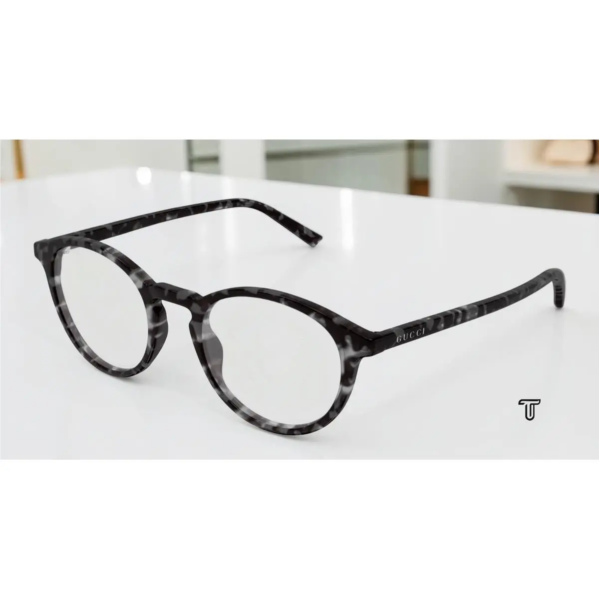 GG1998O 003 Round Oval Panthos Havana Demo Lens 49 mm Men`s Eyeglasses by Gucci