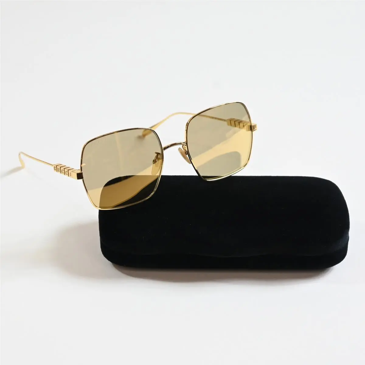 Gucci GG1434S 004 Womens Sunglasses Gold 57mm Designer Eyewear