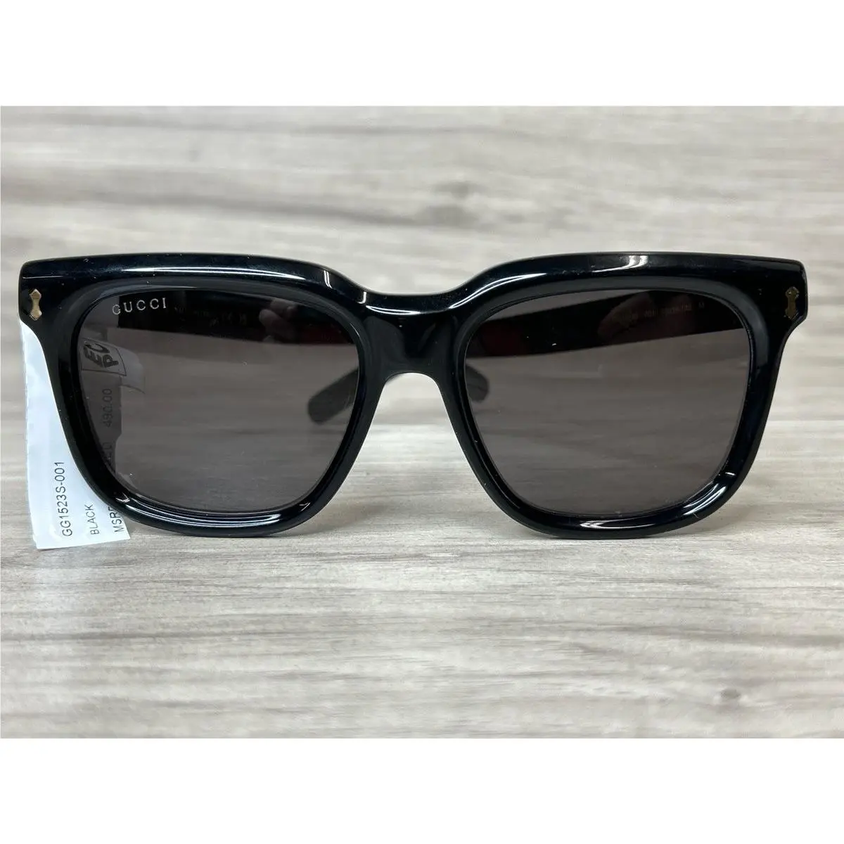 Gucci GG1523S 001 Black Rectangle Sunglasses PO1026276