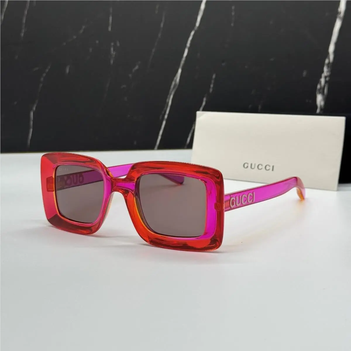 GG1718S 004 Pink Gray Square Women Sunglasses by Gucci