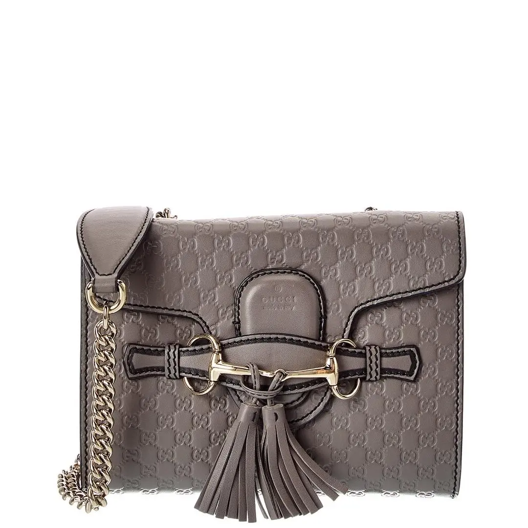 Gucci Grey Guccissima Emily Crossbody Bag Pre-loved Women`s