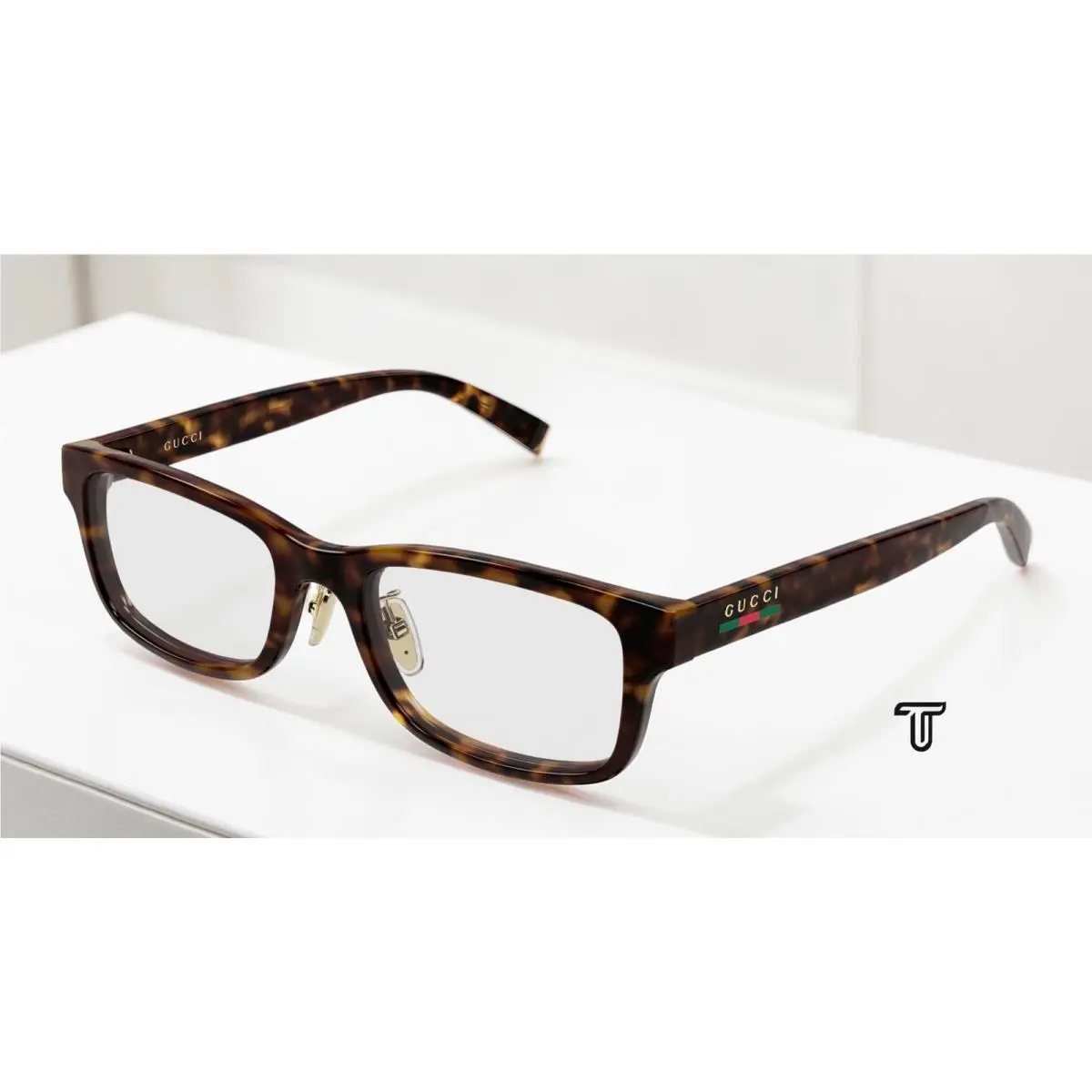 GG2143OJ 002 Rectangular Squared Havana Demo Lens 54 mm Men`s Eyeglasses by Gucci