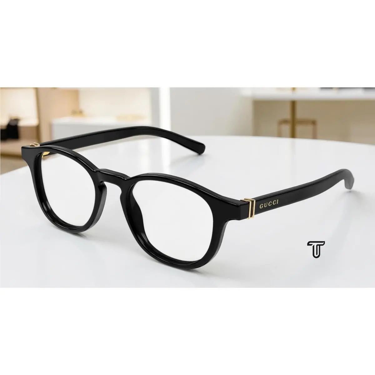 GG1510O 001 Round Oval Panthos Black Demo Lens 49 mm Men`s Eyeglasses by Gucci
