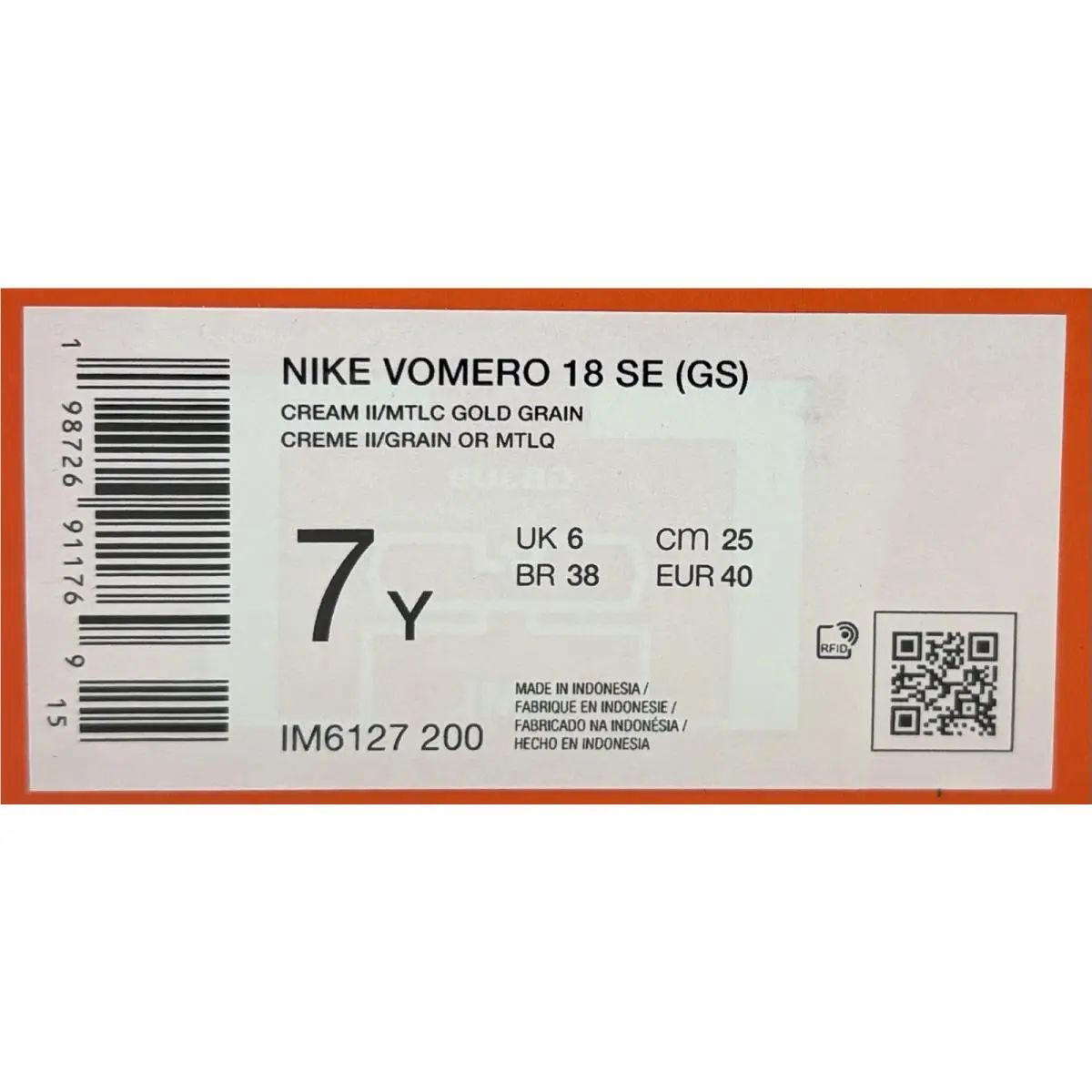 Nike shoes - Nike Vomero 18 SE (GS) - IM6127 200 - Cream II/Coconut Milk/Light Smoke Grey/Metallic Gold Grain (UPC: 198726911769) 12