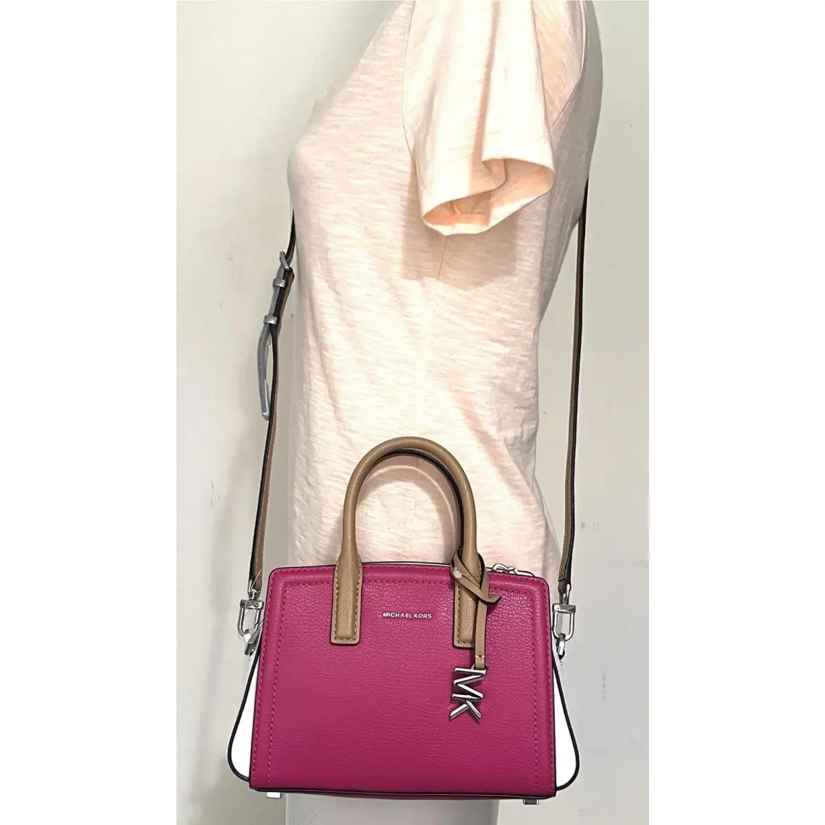 Laila Raspberry Multi Leather XS Satchel Crossbody Bag by Michael Kors