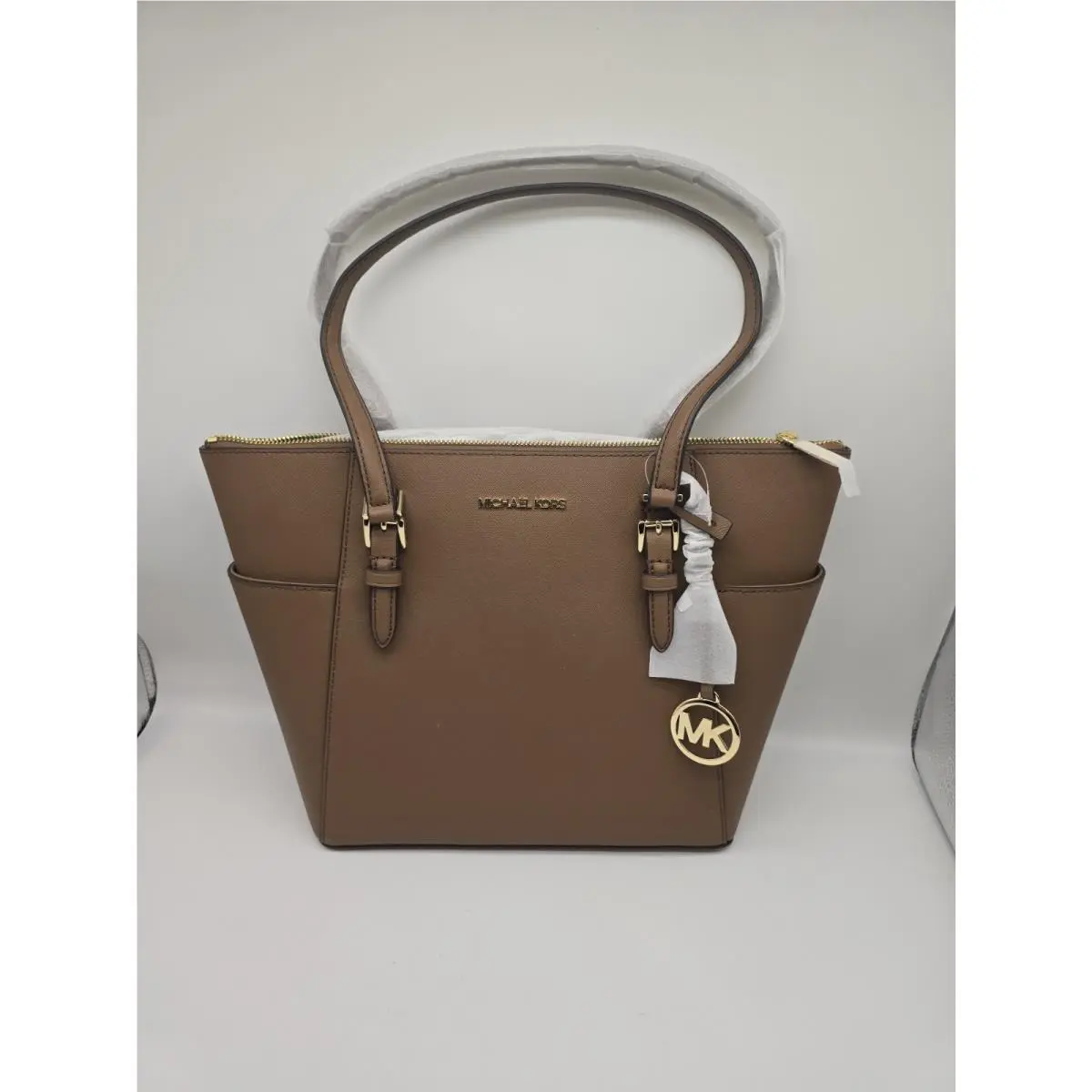 Michael Kors Brown Leather `charlotte` Tote Bag