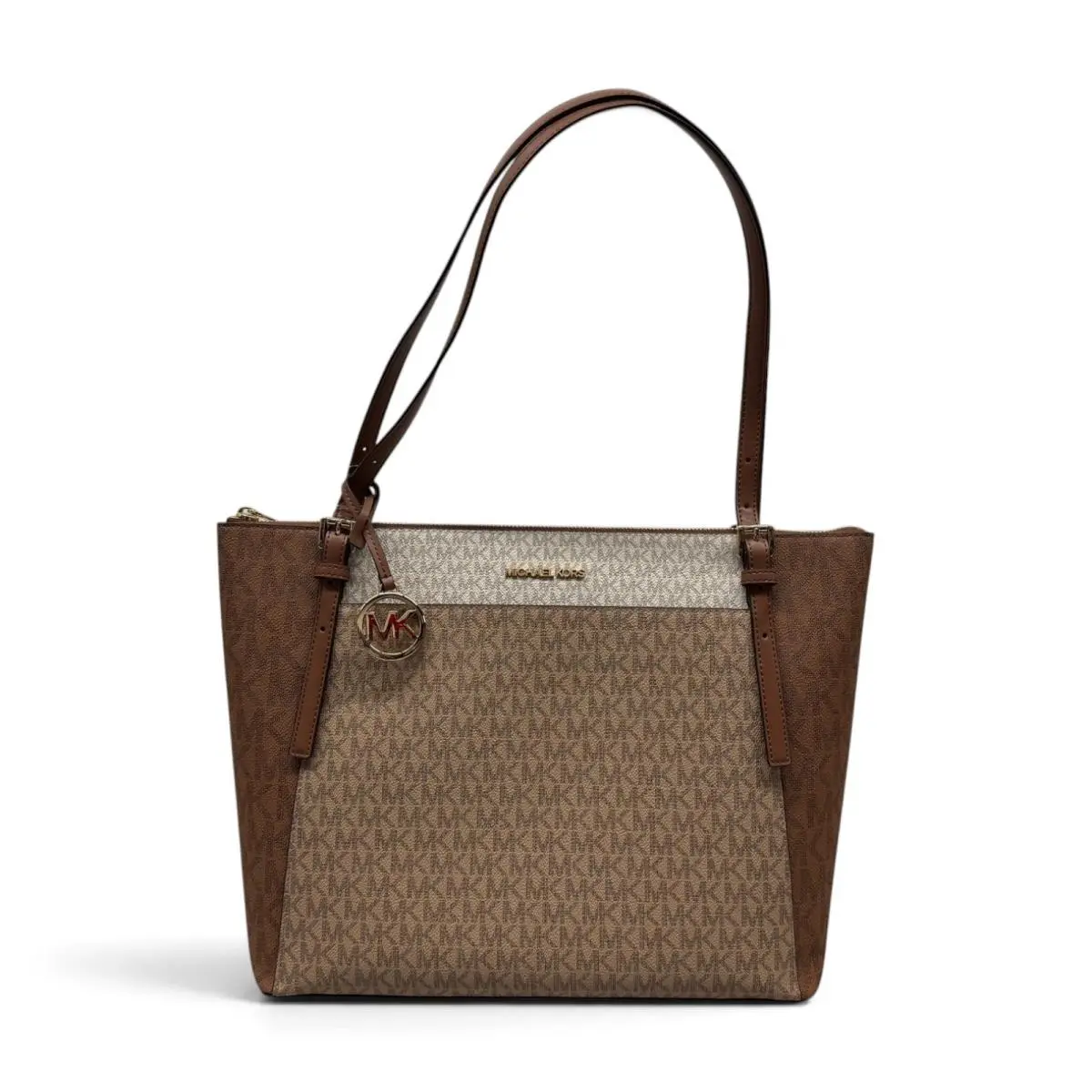 Michael Kors Voyager Large Top Zip Tote Camel Multi 38S6V6T7B