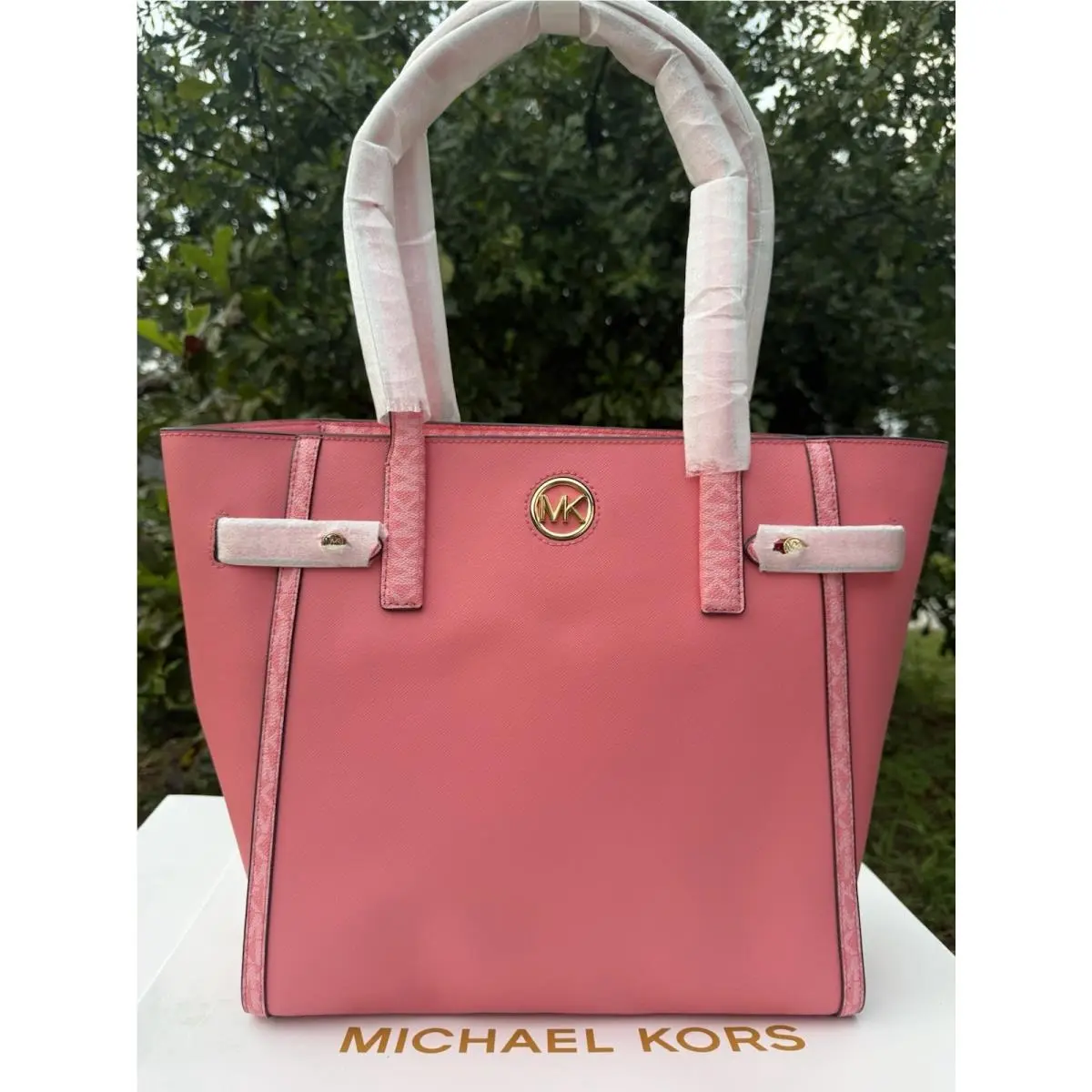 Michael Kors Carmen Tote Large Shoulder Bag Tea Rose Purse
