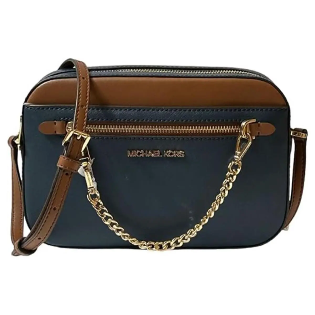 Michael Kors Jet Set Large Leather Crossbody Bag Navy 35F3GTTC9L-406