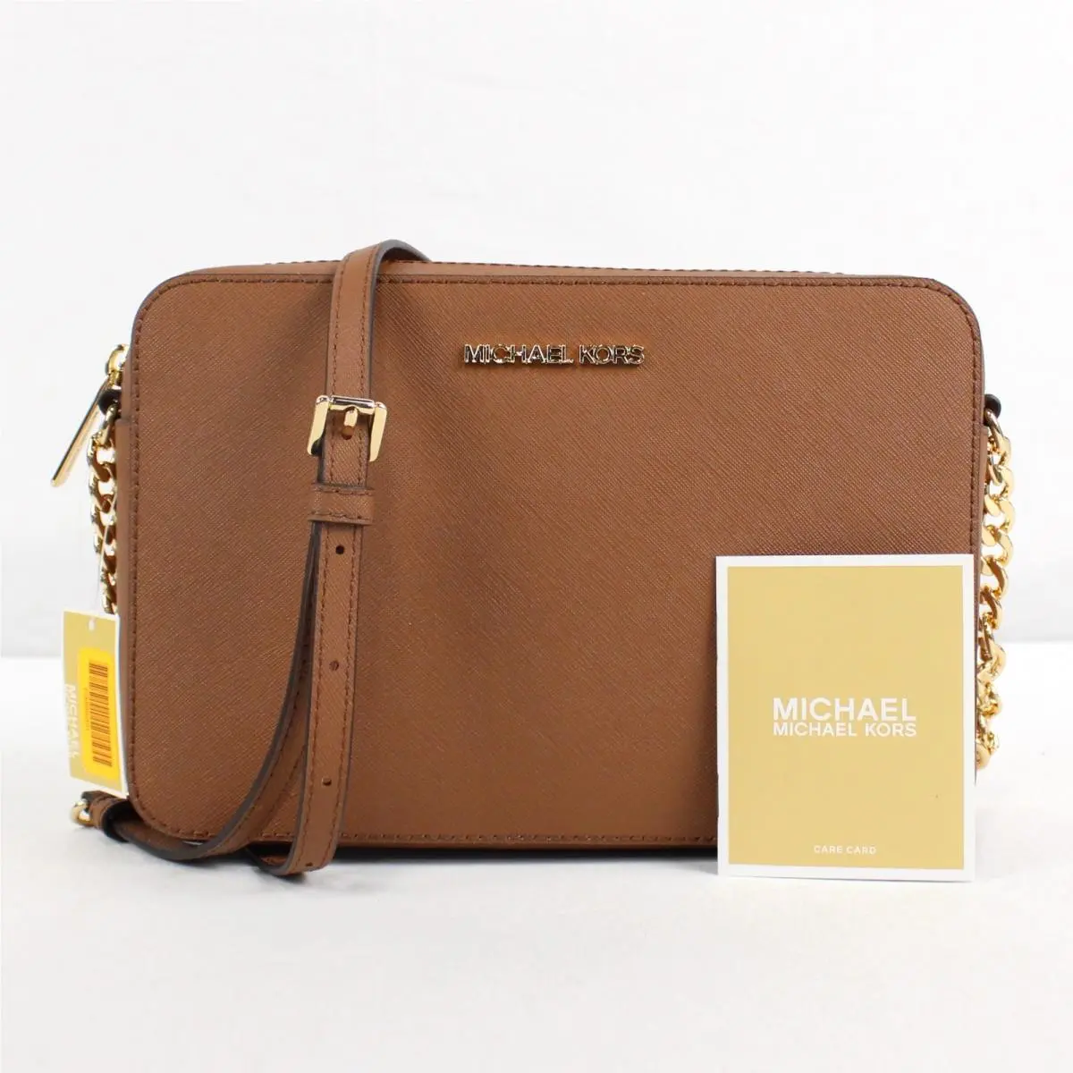 Michael Kors Jet Set Large EW Leather Crossbody Bag In Luggage 35T8GTTC9L
