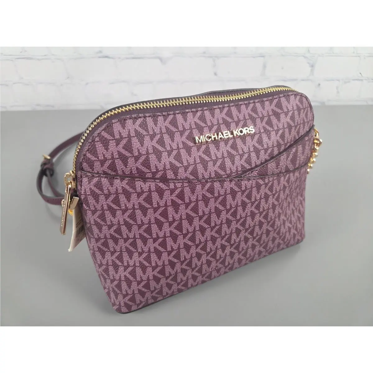 Jet Set Medium Dome Crossbody Bordeaux Mulberry Multi 35F1GTVC6B by Michael Kors
