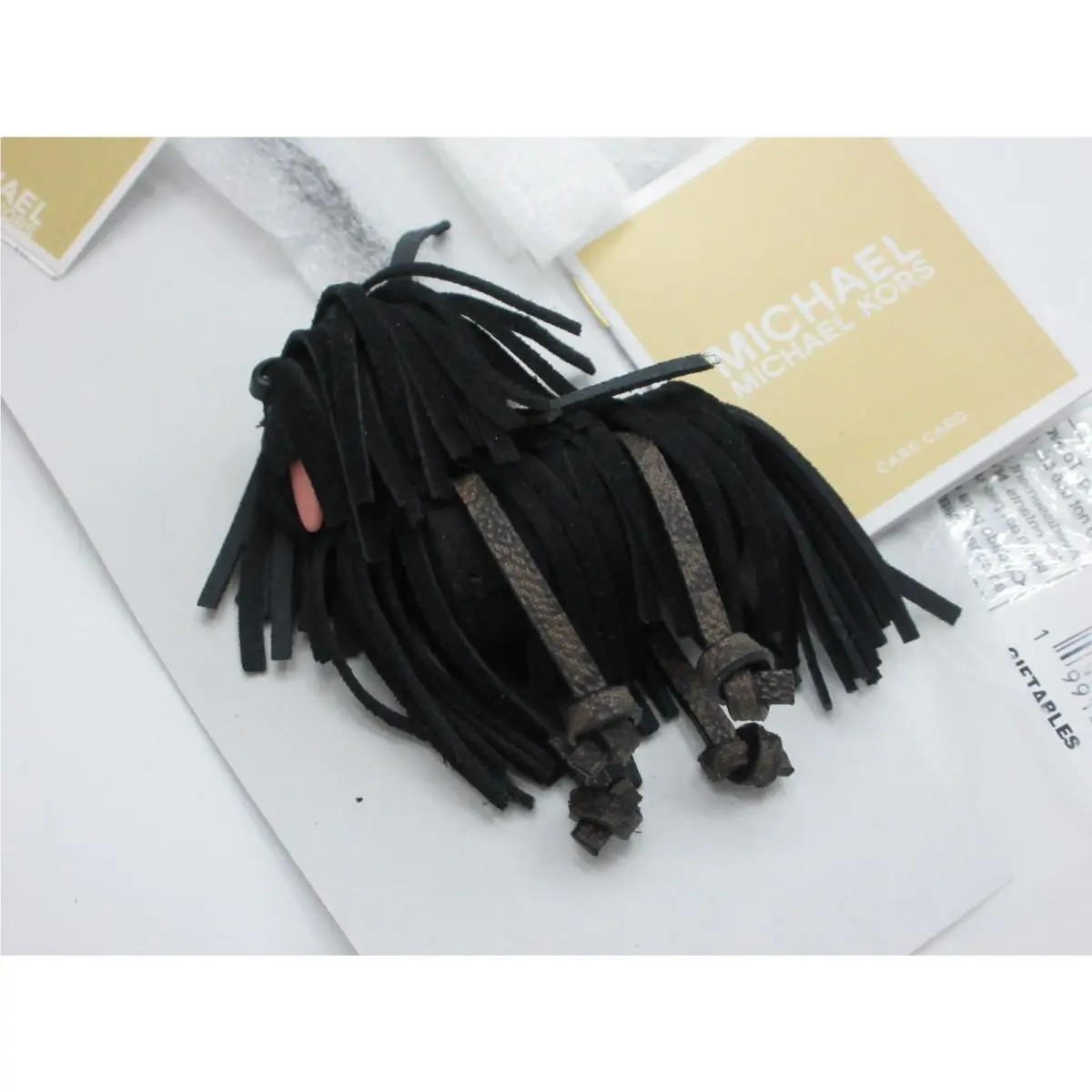 Black Suede Leather Shaggy Dog Bag Charm w/ Pkg by Michael Kors