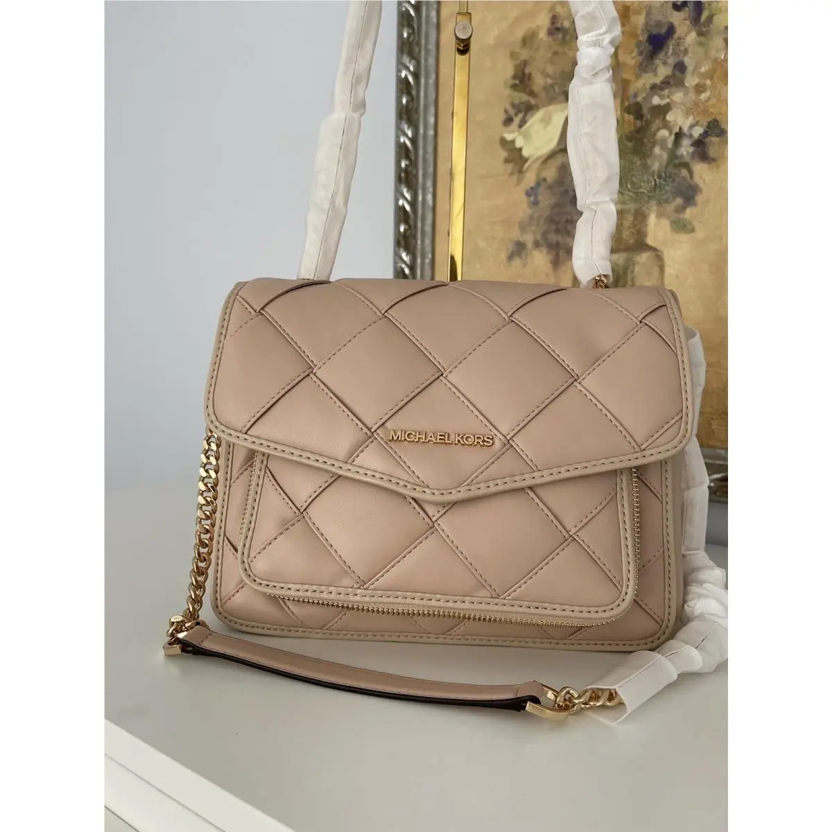 Michael Kors Regina Buff Medium Flap Shoulder Bag Soft Leather