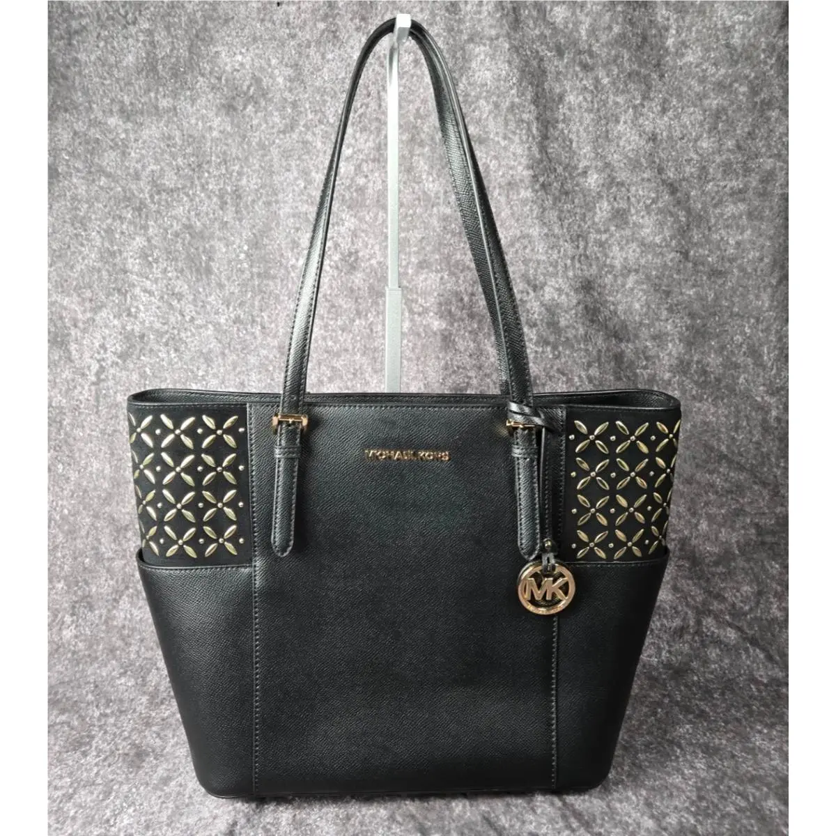 Michael Kors Jet Set Travel Tote - Black Saffiano Leather - Gold Hardware