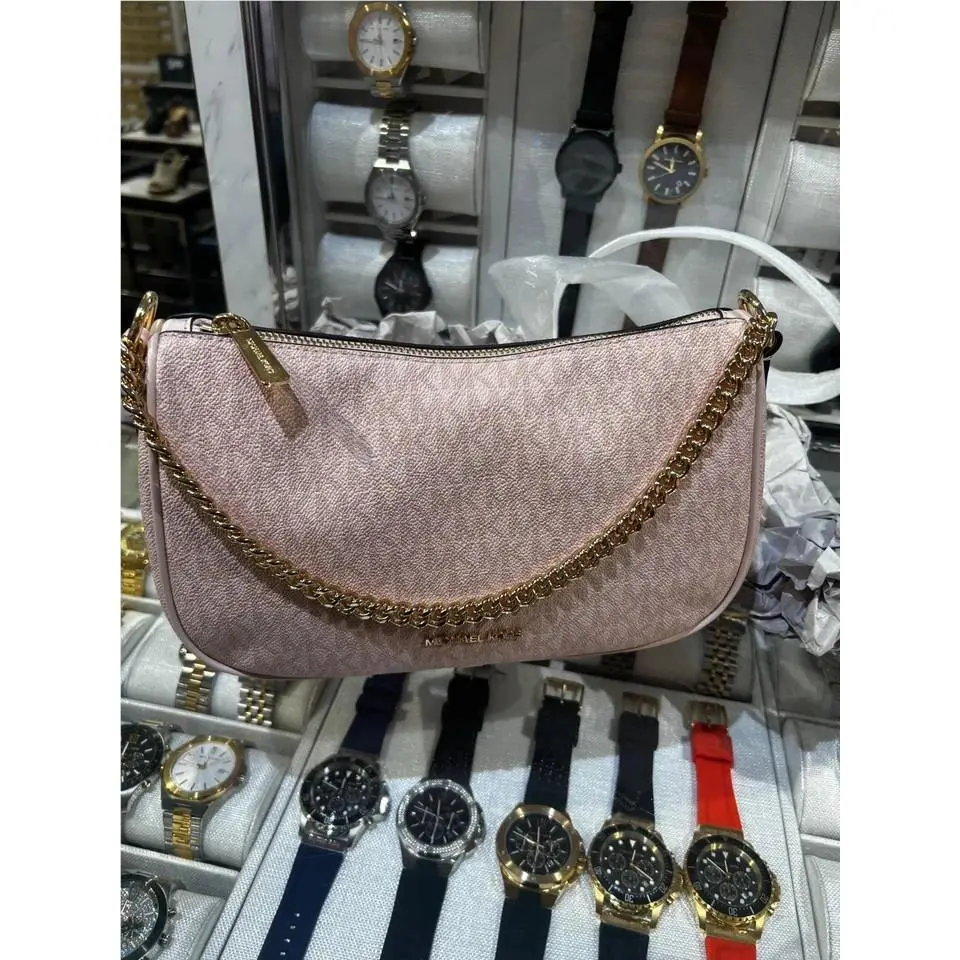 Carmela Women Medium Logo Convertible Crossbody Bag Powder Blush by Michael Kors