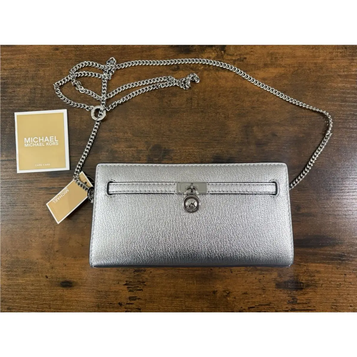 Michael Kors Hamilton Moderne Silver X Small Convertible Crossbody Wallet Bag