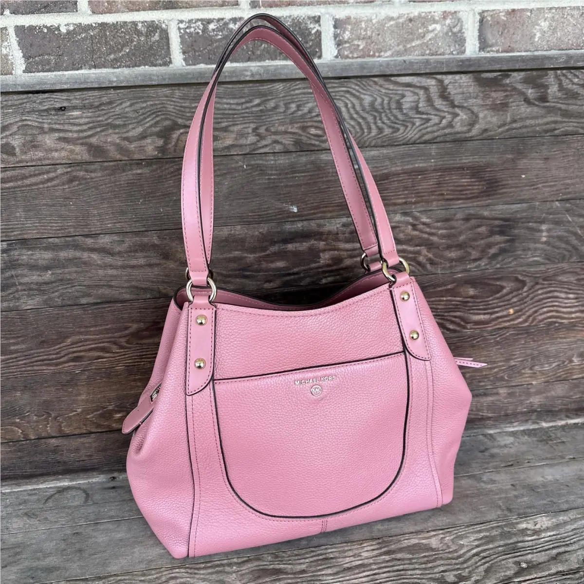 Molly Michael Kors Molly Shoulder Tote Leather Rose Pink Purse Handbag