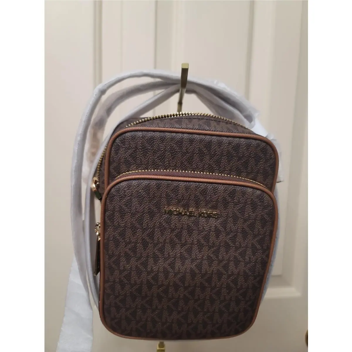 Michael Kors Jet Set Travel Signature Crossbody Handbag - Brown Medium