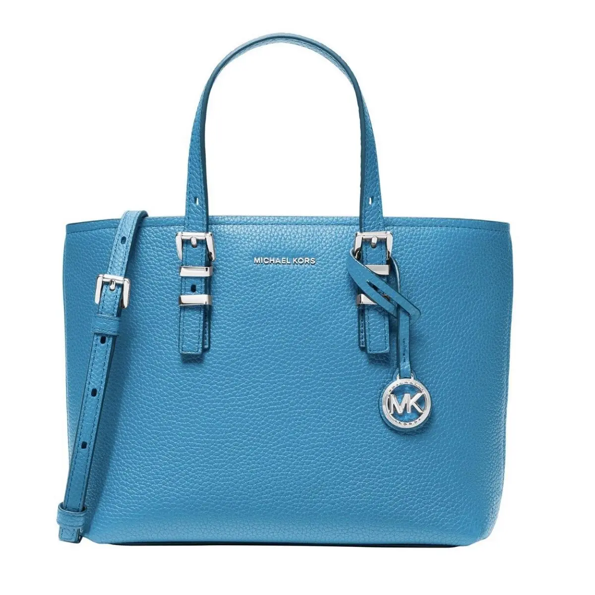 Michael Kors Quinn Small Blue Leather Convertible Tote Crossbody Bag
