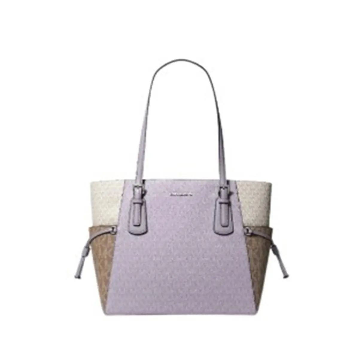 Michael Kors Outlet Voyager Large Color-block Signature Logo Tote Bag Lilac 35