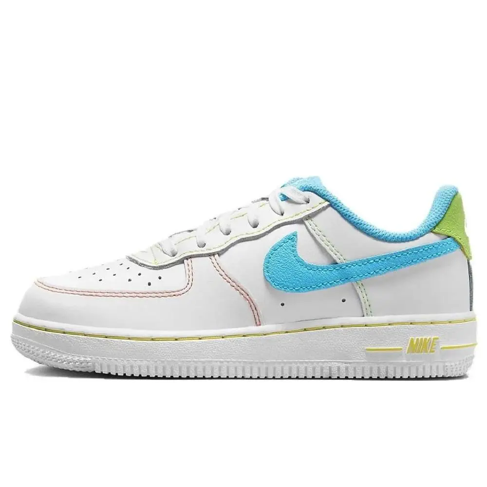 Little Kid`s Nike Force 1 LV8 BP White/baltic Blue-action Green FJ4807 100