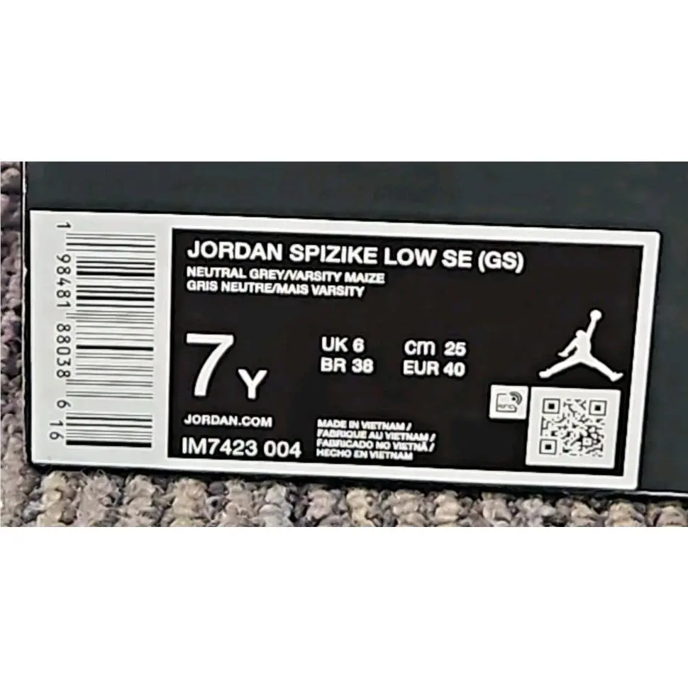 Nike shoes - Nike IM7423-004 Jordan Spizike Low SE (GS) - IM7423-004 - Neutral Grey/Varsity Maize 16