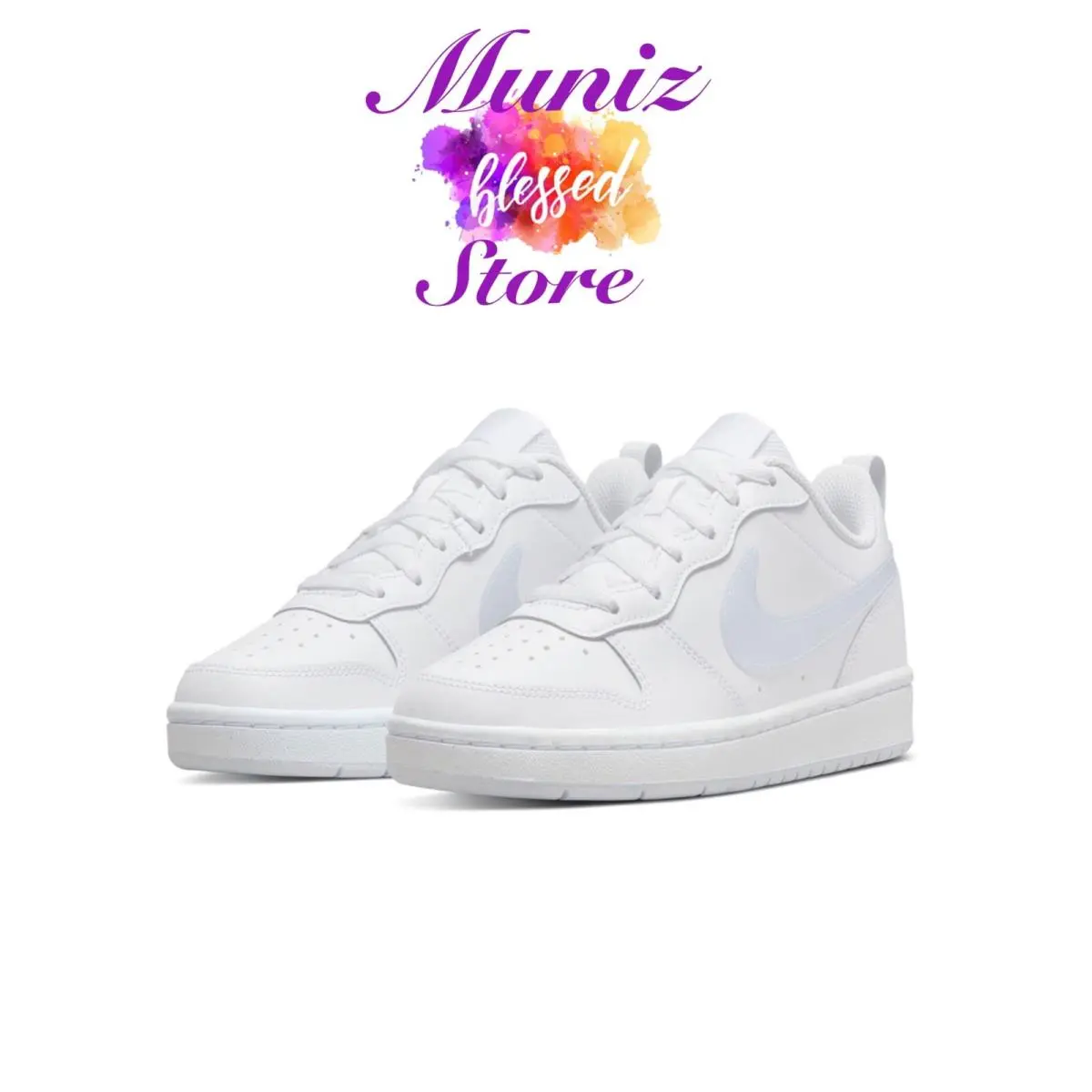 Nike Court Borough Low 2 White/aura-white BQ5448 118 Youth Sz 7Y Women Sz 8.5