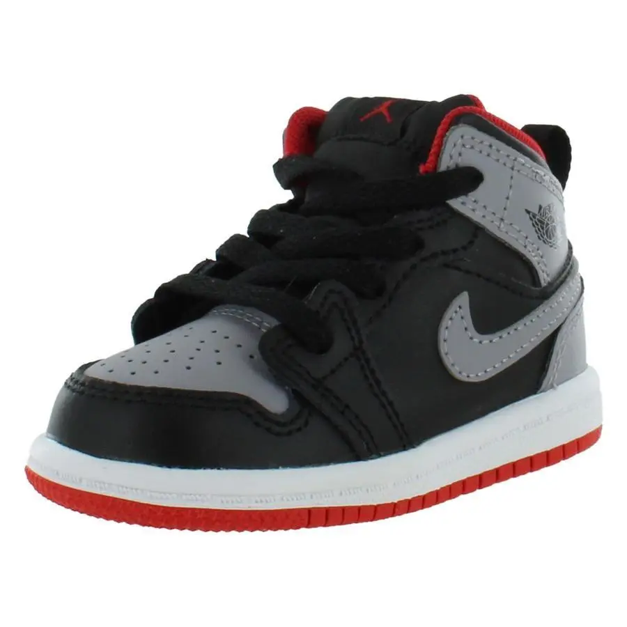 Nike Jordan 1 Mid Infant/toddler Shoes Size 4 Color: Black/cement Grey/fire Red