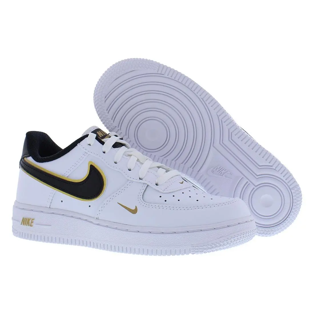 Nike Force 1 LV8 Leather PS Boys Shoes Size 1.5 Color: White/black/metallic