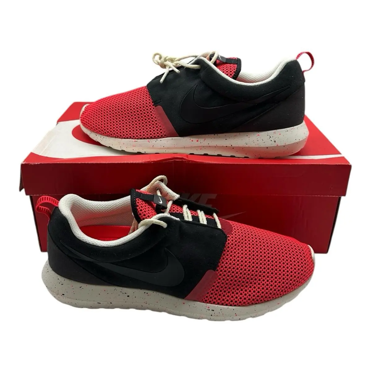 Nike Roshe Run NM Breeze Infrared Shoes Mens 11.5 Black Red Sneakers 644425-001