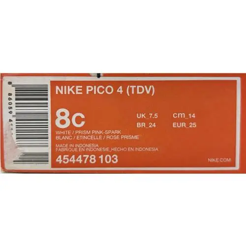 Nike shoes - Nike Pico 4 (TDV) - Pico TDV - 454478 103 - White/Prism Pink (UPC: 00886059411147) 15