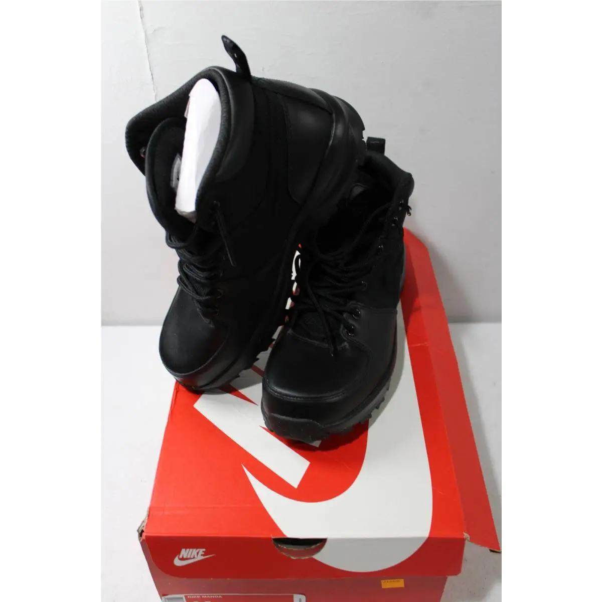 Nike Manoa Txt Water Resistant Men Leather Boot Size 9.5 Triple Black 456975 001