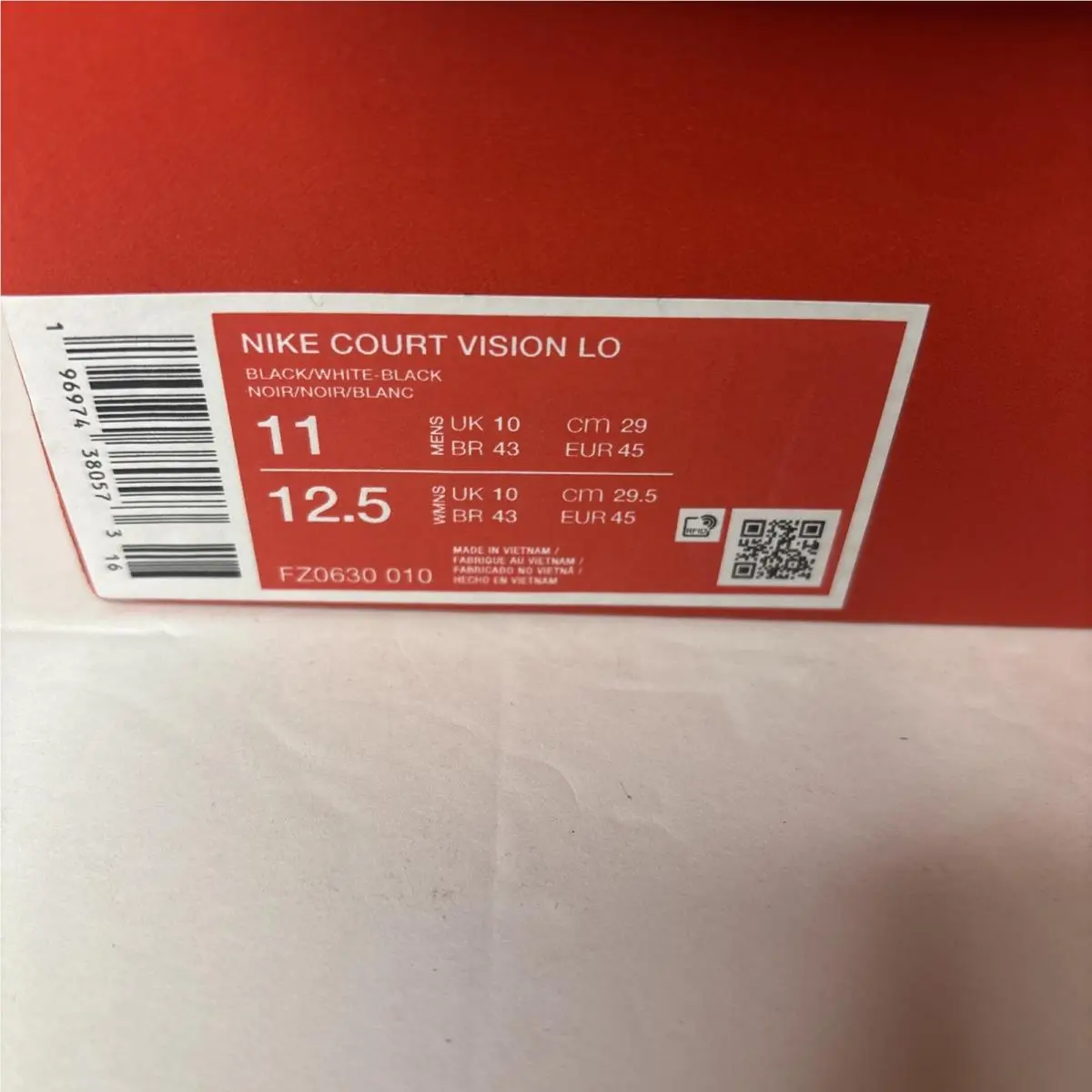 Nike shoes - Court Vision Low - Court Vision Low - FZ0630 - Black, Manufacturer: 010 5