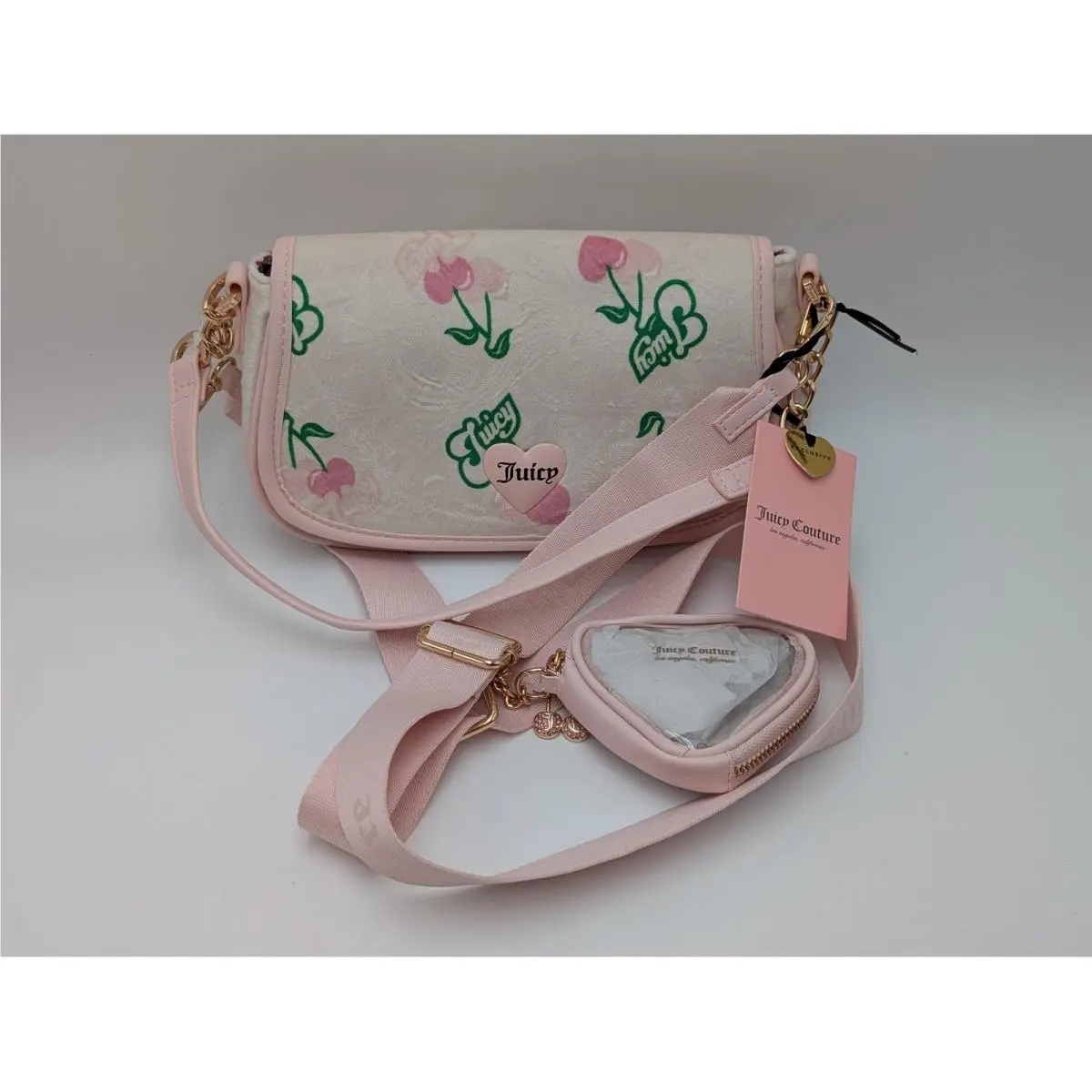 Shoulder Bag Womens OS Cream Retro Juicy Cherry Flap Crossbody by Juicy Couture
