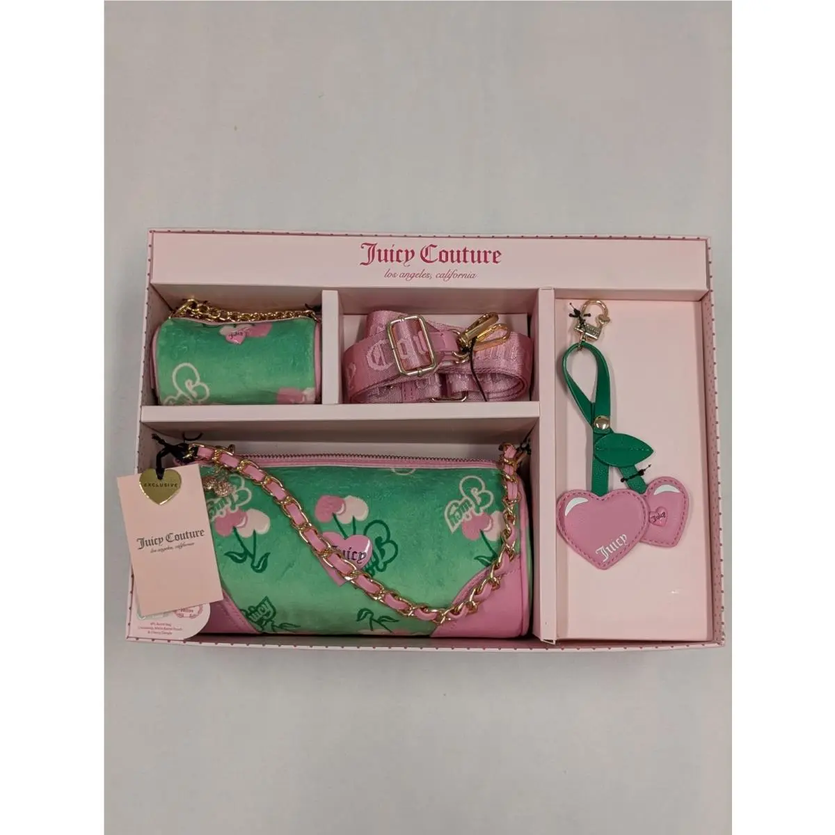 Cherry Purse Set Pink Yellow Y2K Preppy Summer Bag by Juicy Couture