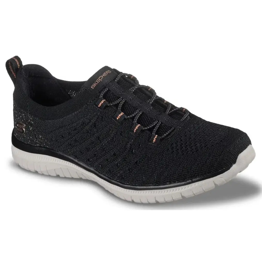 Womens Skechers Virtue Copper Dream Black Knit Shoes