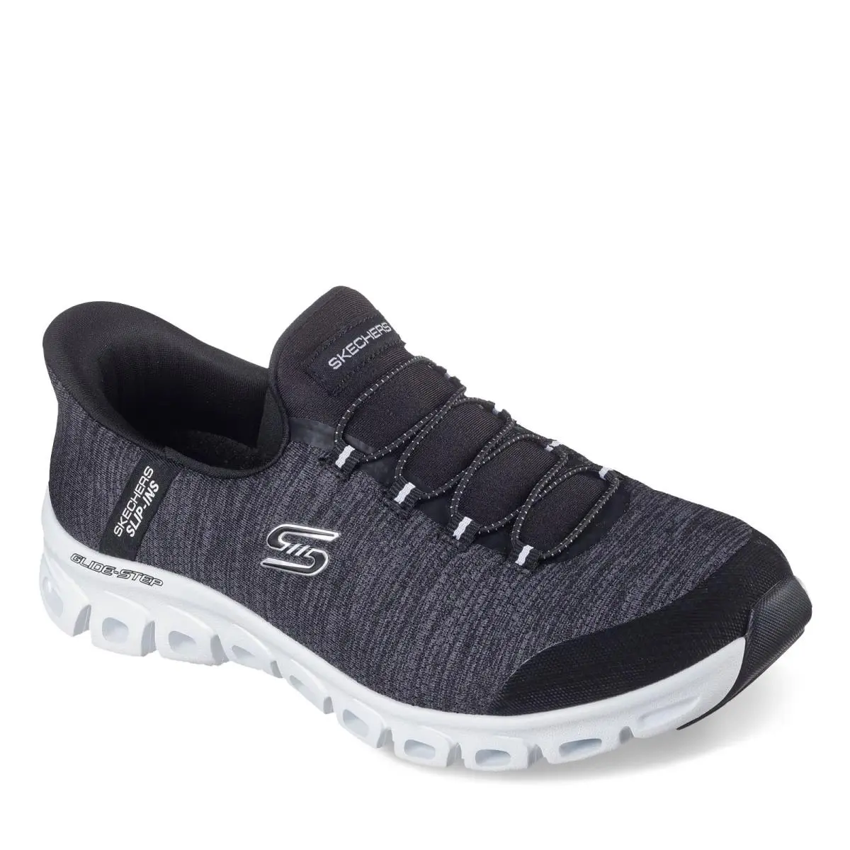 Women`s Skechers Slip-ins: Glide-step - Peak Sneaker 104546-BKW Black White FA