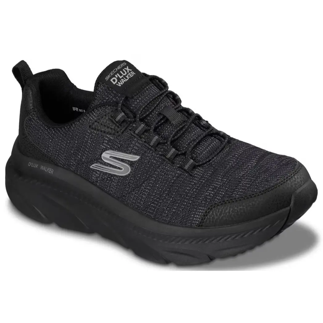 Mens Skechers Relaxed Fit D`lux Walker 2.0 Brexon Sneaker Black Knit Shoes