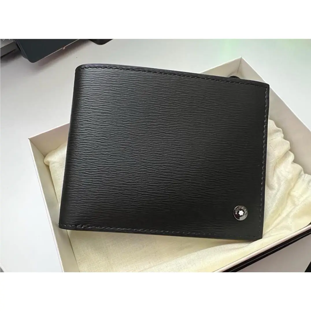 Montblanc Westside Black Leather Bifold Wallet 6CC Men’s Luxury Card Holder Slim Rfid
