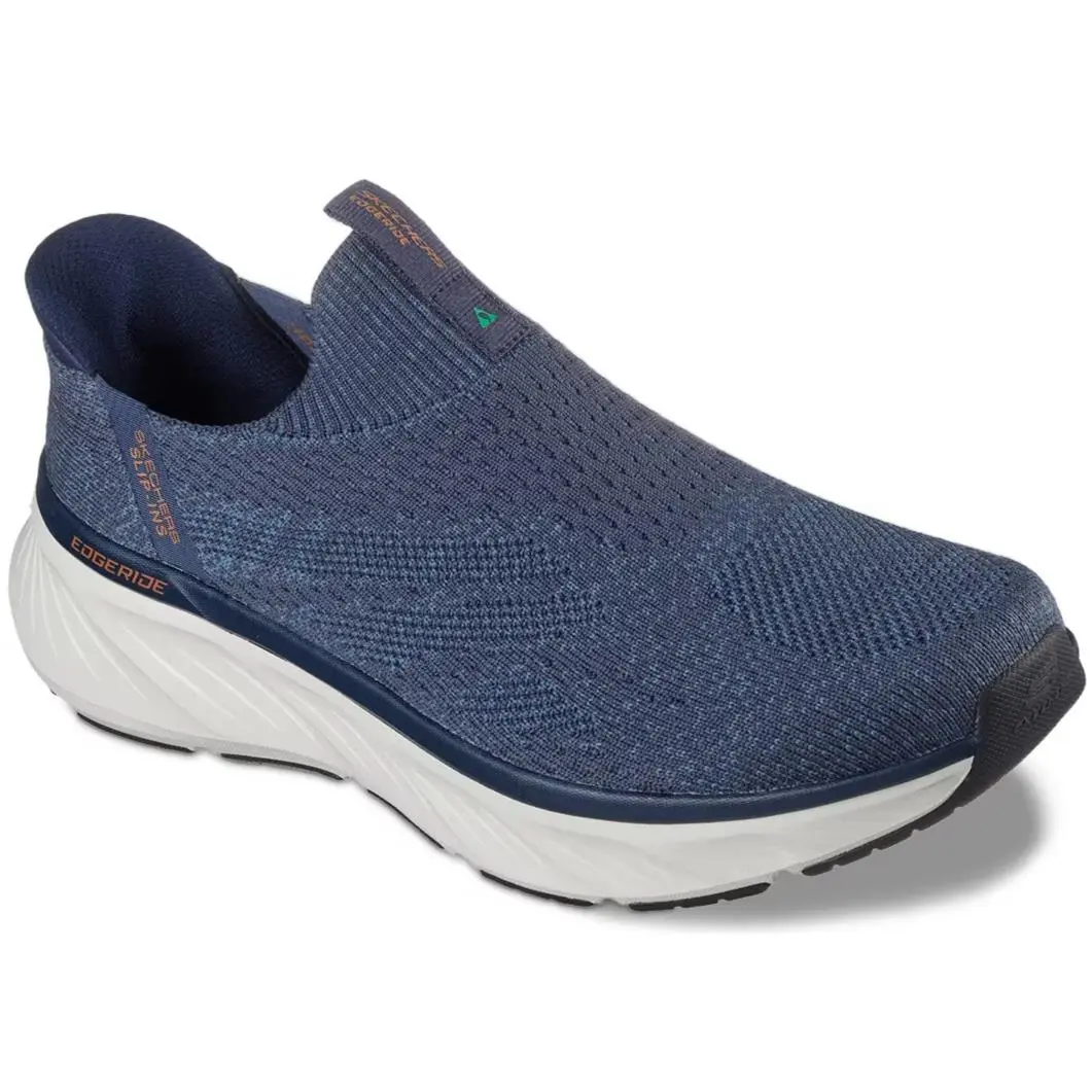 Mens Skechers Hands Free Slip Ins Relaxed Fit Edgeride Navy Knit Shoes