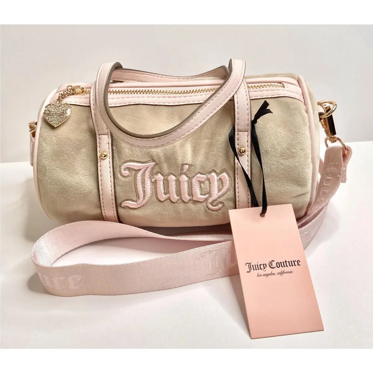 Mini Barrel Bag Crossbody Queen of Everything Cafe/powder Blush NW by Juicy Couture