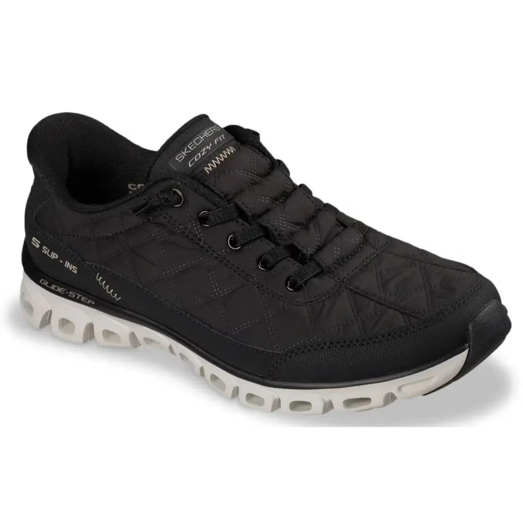 Womens Skechers Hands Free Slip Ins Glide Step Cozy Black Duraleather Shoes