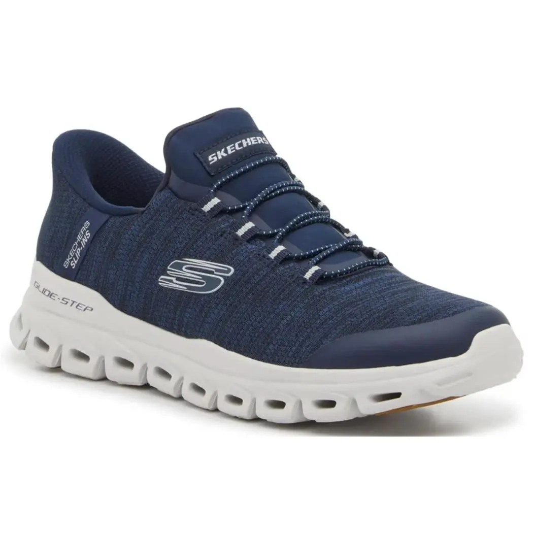 Mens Skechers Hands Free Slip Ins Glide Step Zefyr Navy Mesh Shoes