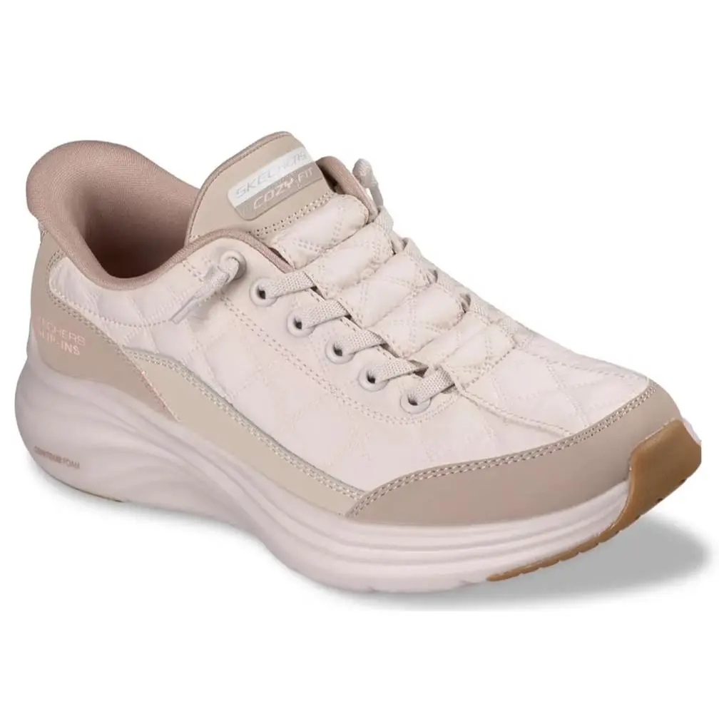Womens Skechers Hands Free Slip Ins Contour Foam Cozy Tan Fabric Shoes