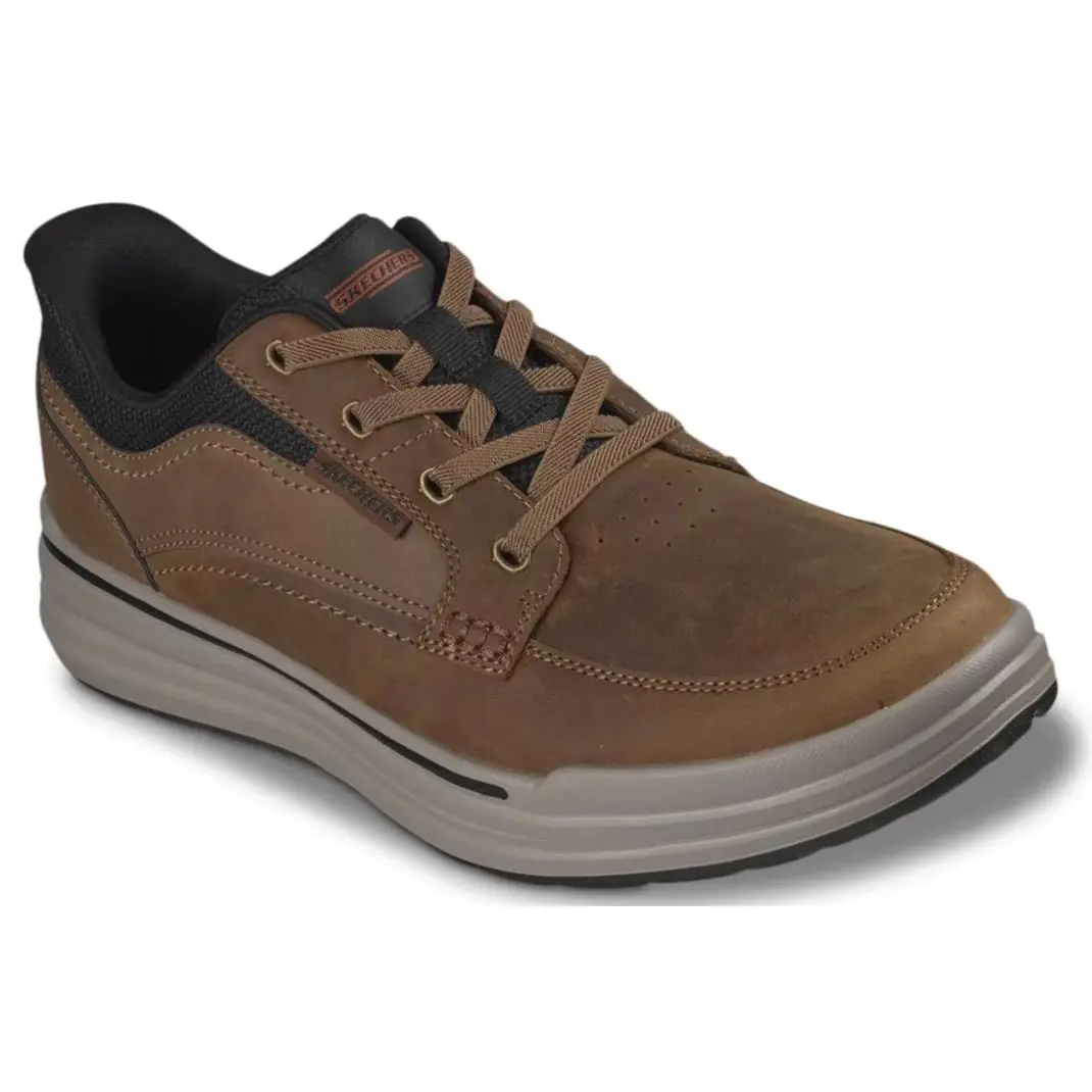 Mens Skechers Hands Free Slip Ins Relaxed Fit Sterling Brown Leather Shoes
