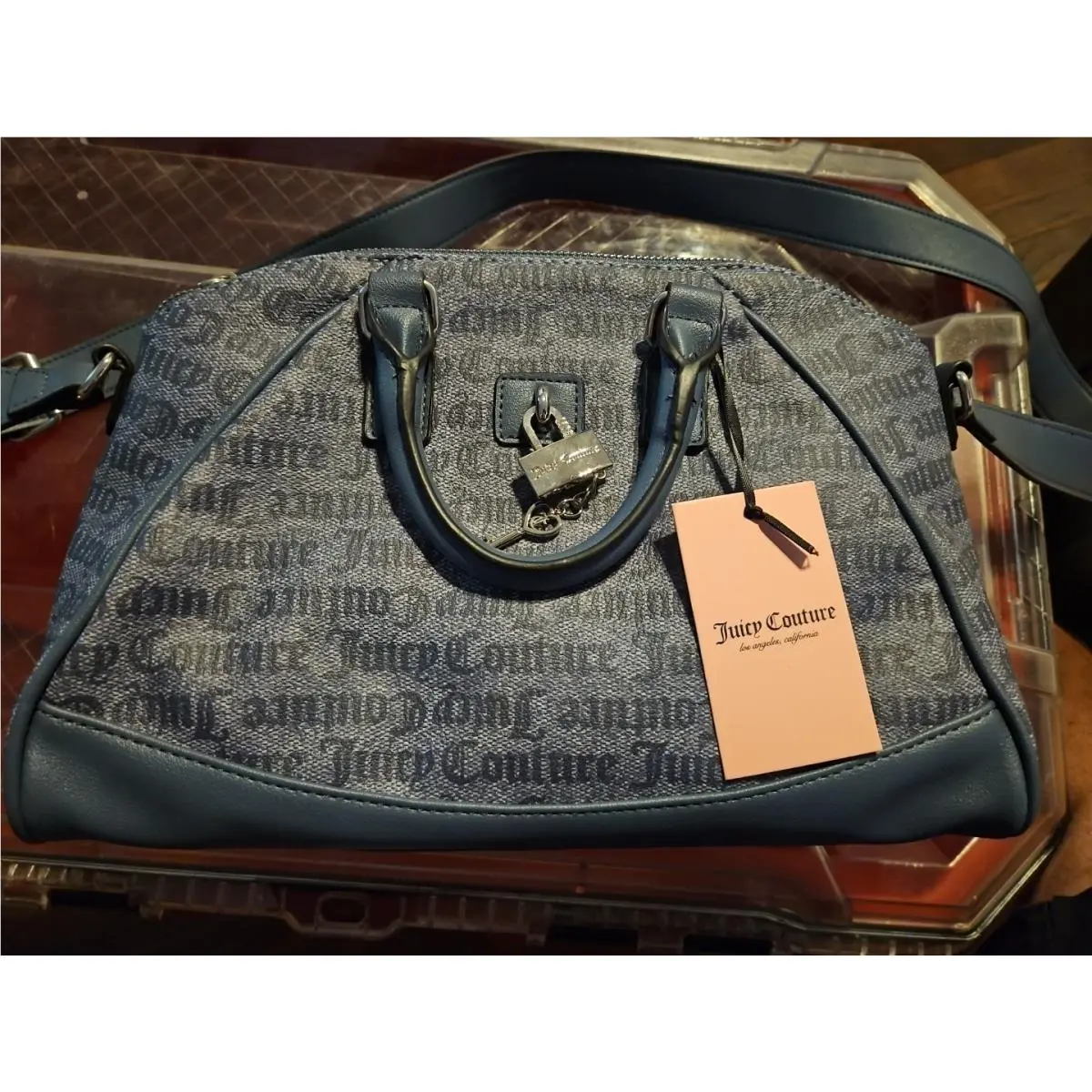 Juicy Couture Eastside Westside Satchel Denim Logo Print