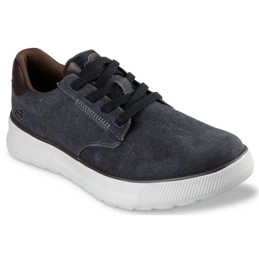 Mens Skechers Relaxed Fit Beckett Jojo Sneaker Black Canvas Shoes
