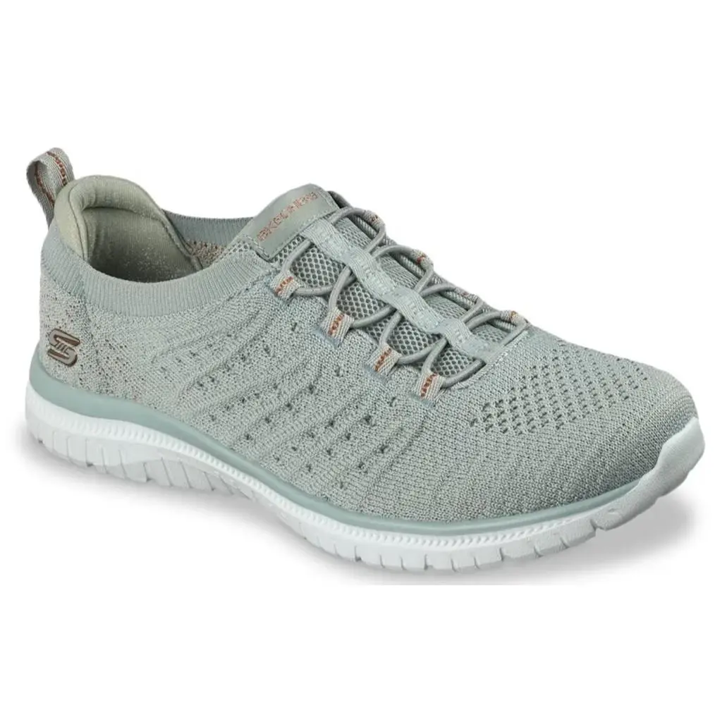 Womens Skechers Virtue Copper Dream Slip ON Sneaker Sage Green Knit Shoes