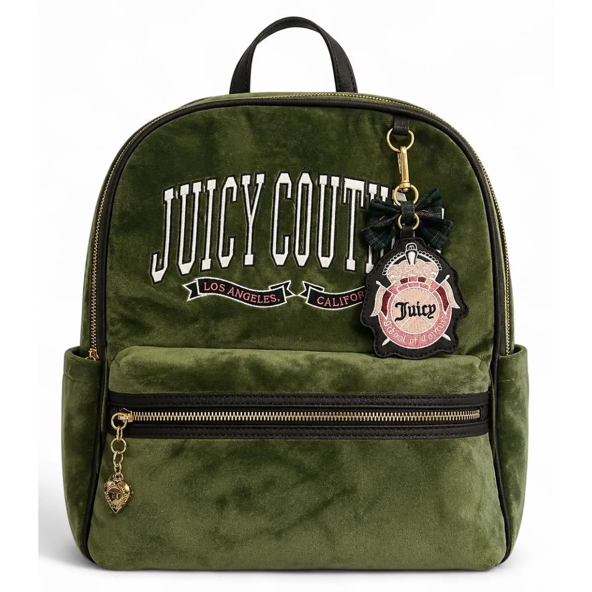 Couture University Super Greens Velour Backpack Gold Charm by Juicy Couture